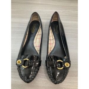 COACH ORCHID BLACK PATENT LEATHER FLAT LOAFERS